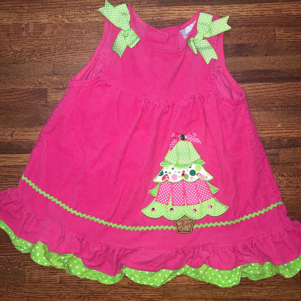 Pink and green Christmas dress